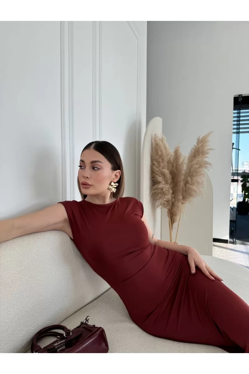 Kolsuz Uzun Likralı Elbise