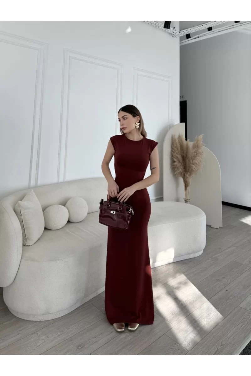 Kolsuz Uzun Likralı Elbise