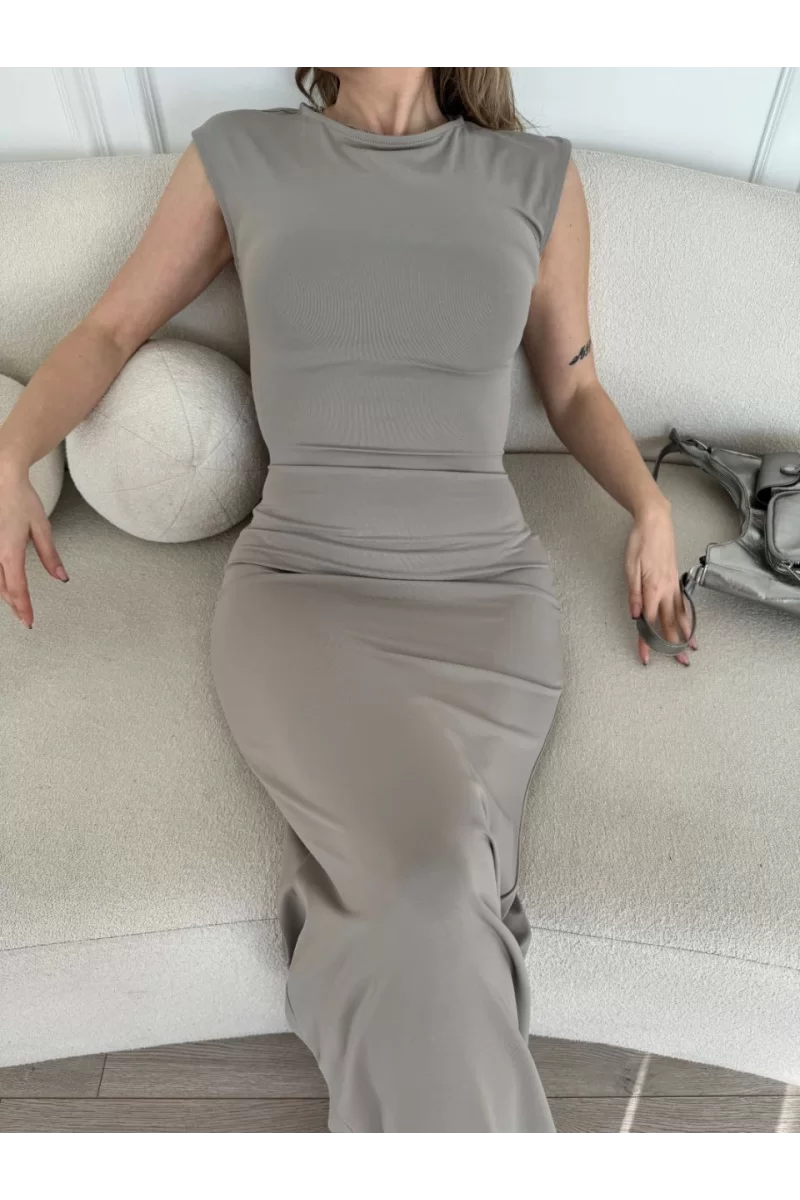 Kolsuz Uzun Likralı Elbise