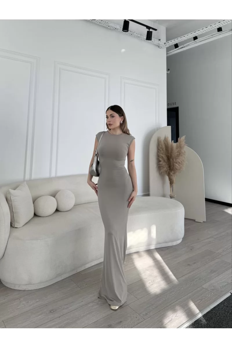 Kolsuz Uzun Likralı Elbise