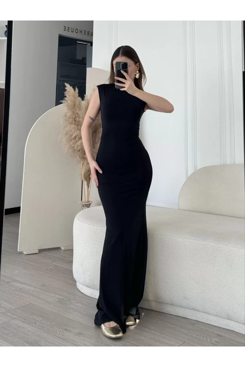 Kolsuz Uzun Likralı Elbise