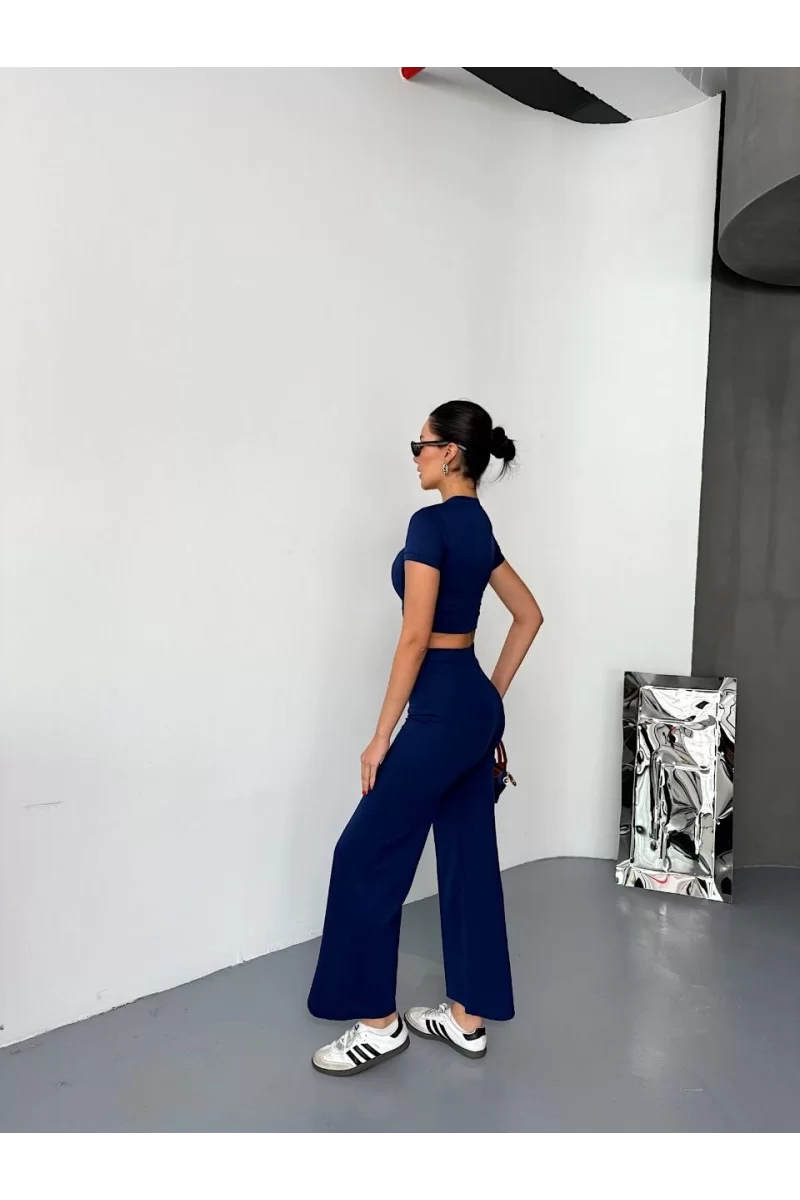 Osy Modal Yumuşak Dokulu Kumaş Kısa Kollu Crop Alt ispanyol Paça Pantalon ikili Takım