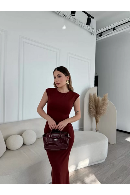 Kolsuz Uzun Likralı Elbise