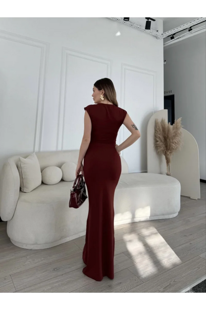 Kolsuz Uzun Likralı Elbise