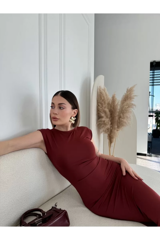 Kolsuz Uzun Likralı Elbise