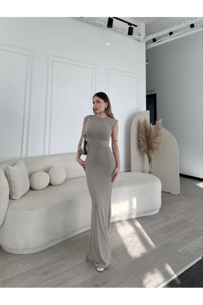 Kolsuz Uzun Likralı Elbise